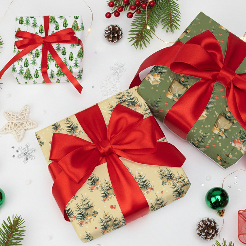 Winter Trees - Christmas Wrapping Paper Bundle (3 Rolls)