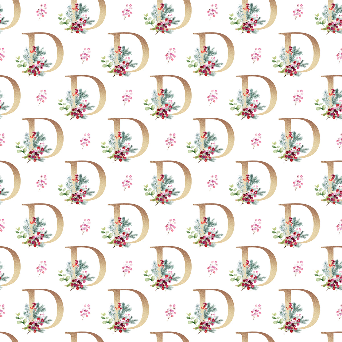 Christmas Monogram D - Wrapping Paper