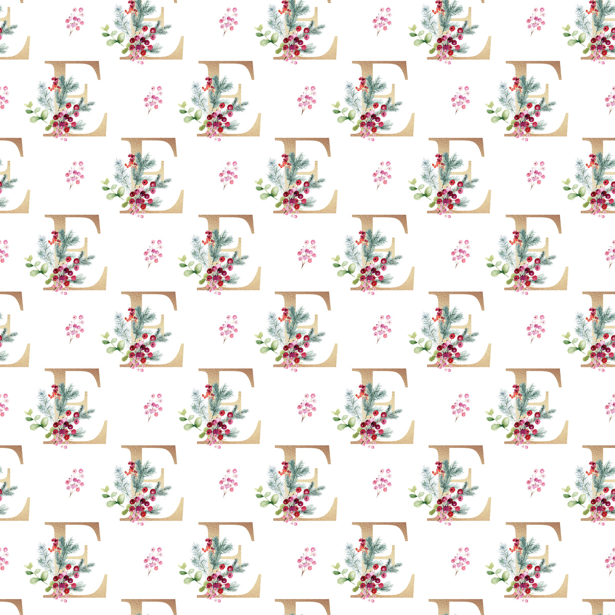 Christmas Monogram E - Wrapping Paper