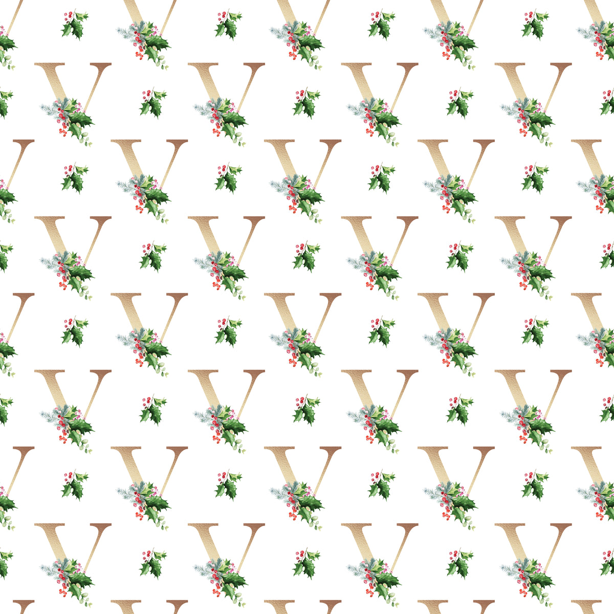 Christmas Monogram V - Wrapping Paper