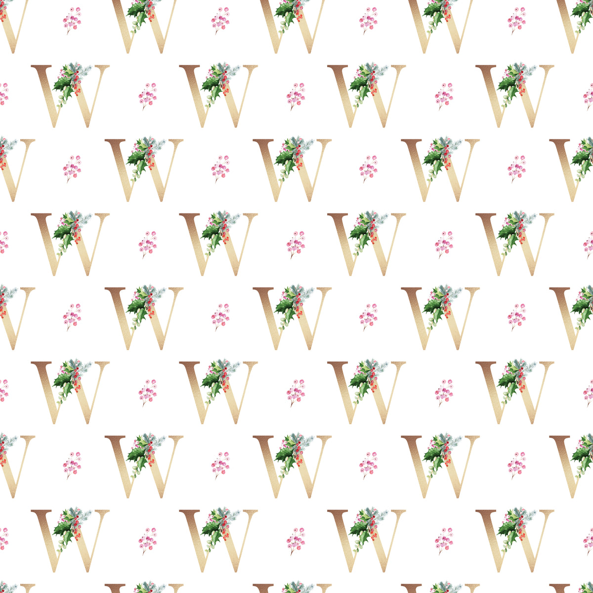 Christmas Monogram W - Wrapping Paper