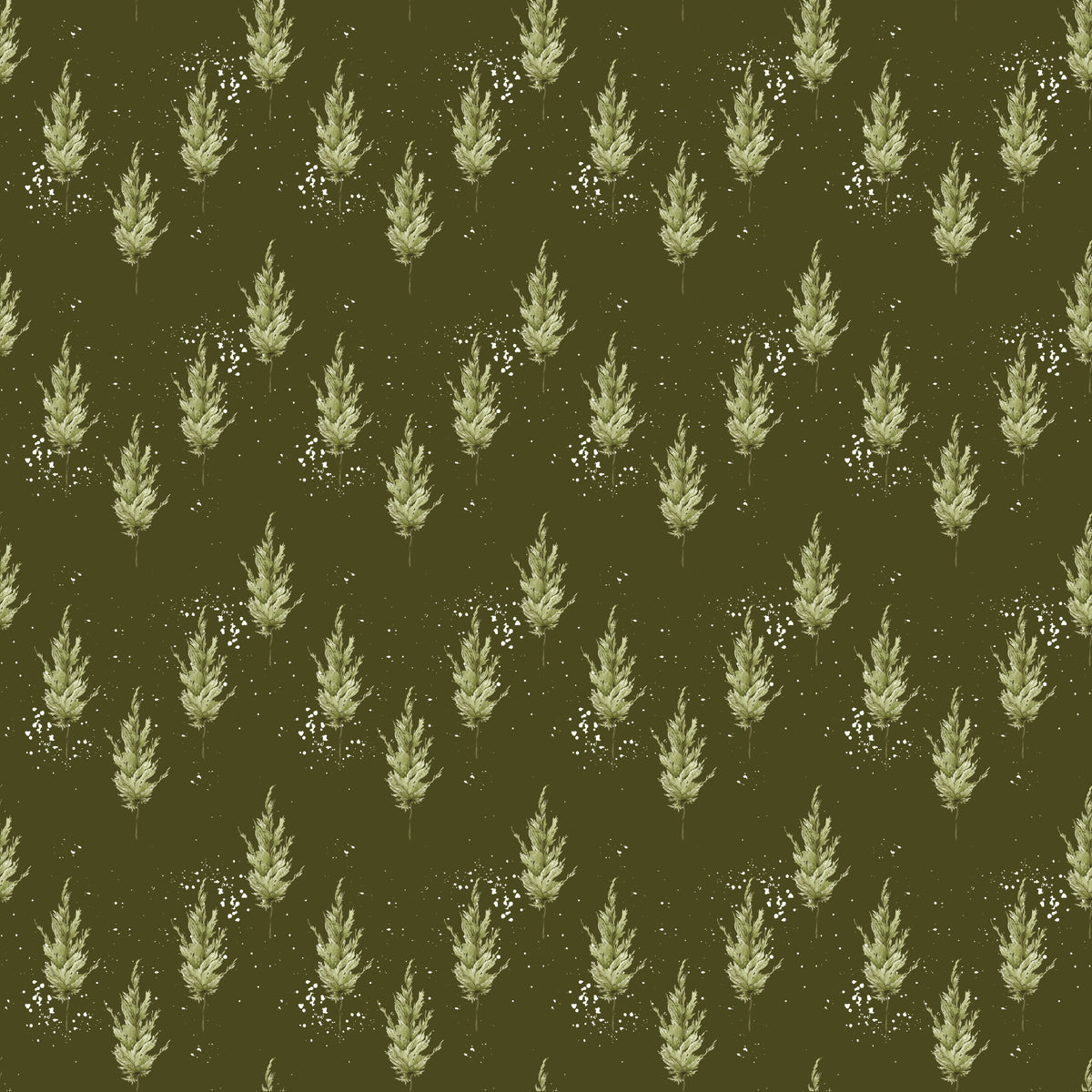 Pine trees in a green background with white dots