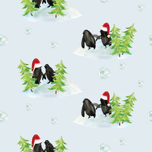 Couples of penguins and pine trees