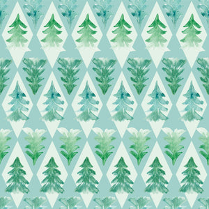 Pine trees in a diamond pattern with green and white background