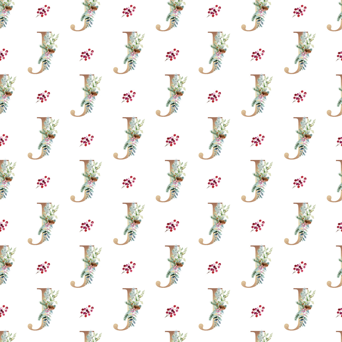 Christmas Monogram J - Wrapping Paper