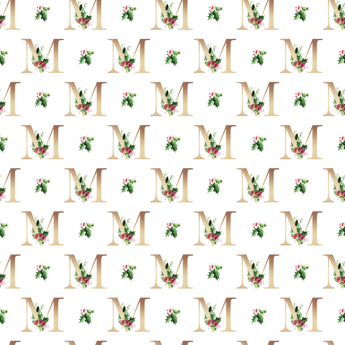 Christmas Monogram M - Wrapping Paper