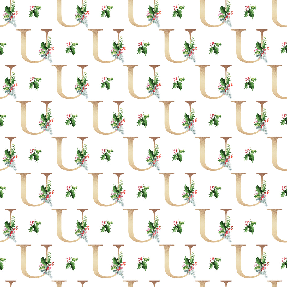 Christmas Monogram U - Wrapping Paper