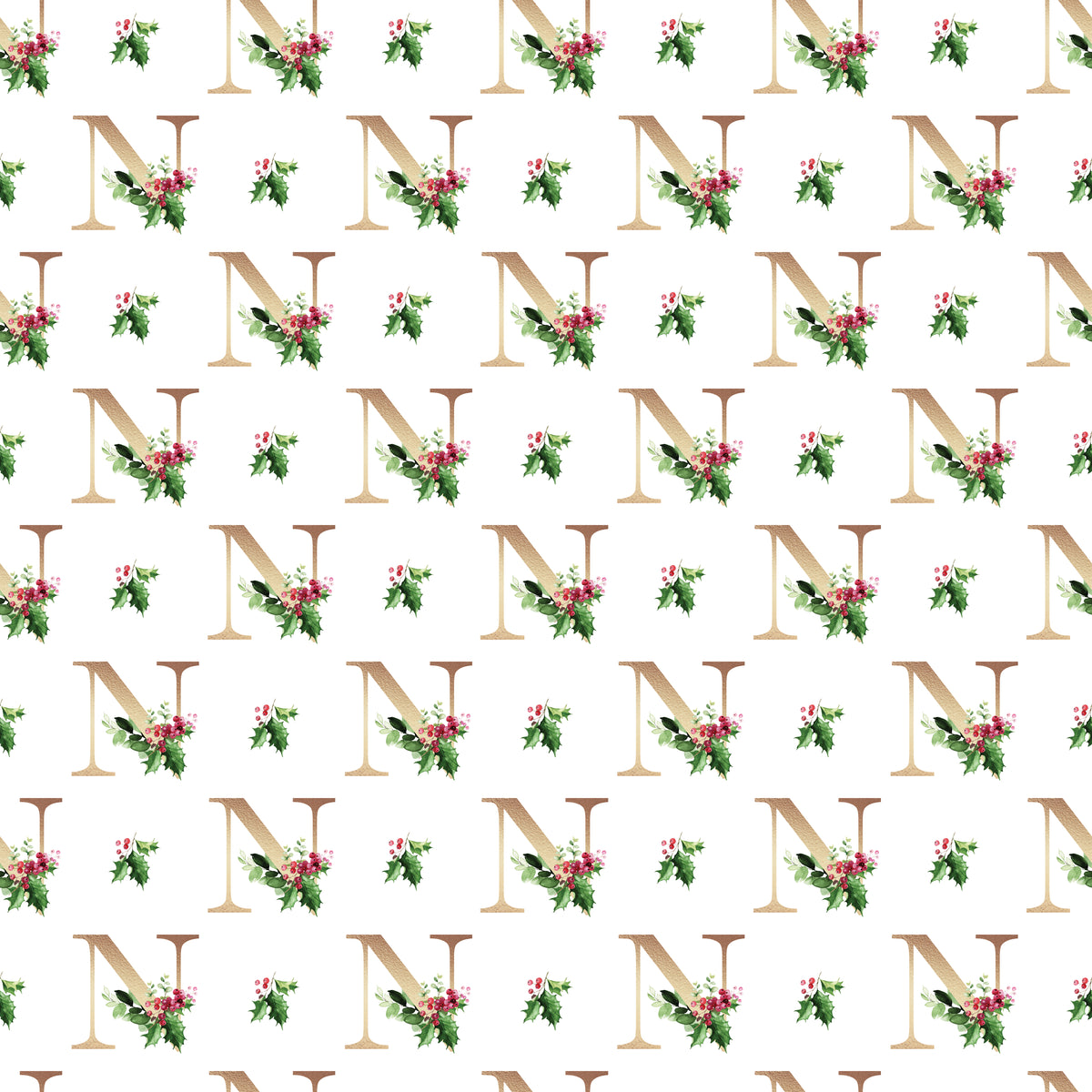 Christmas Monogram N - Wrapping Paper