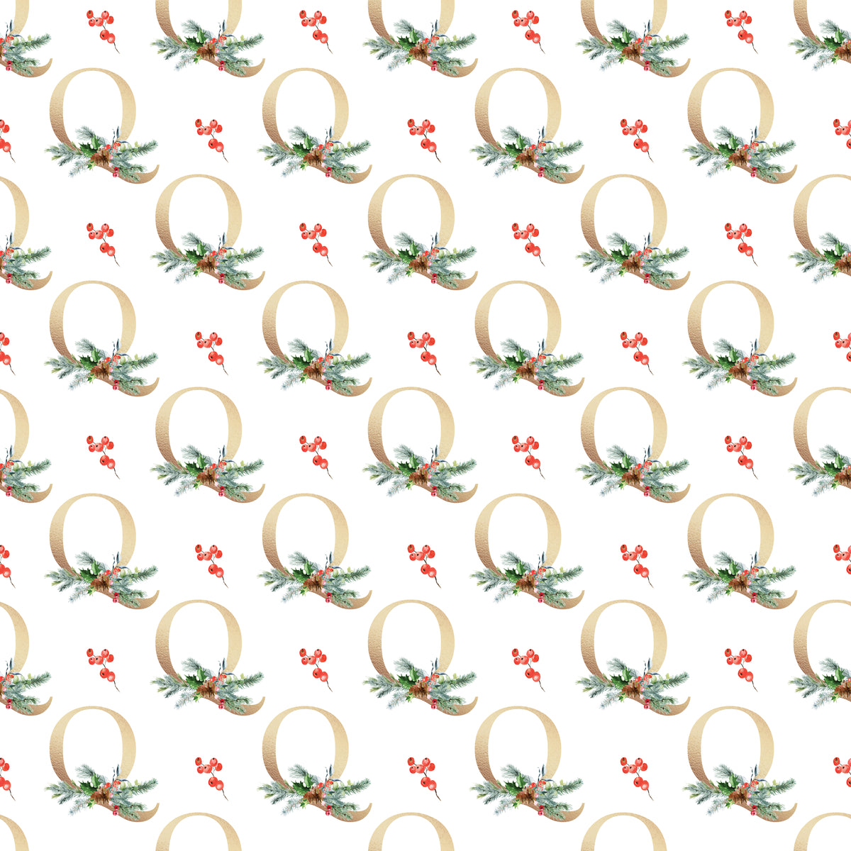 Christmas Monogram Q - Wrapping Paper