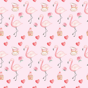 Alice's Tea Party Flamingos Tea Cups & Cupcakes - Wrapping Paper