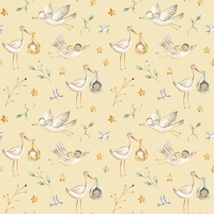 Stork Delivering Sleeping Babies - Wrapping Paper