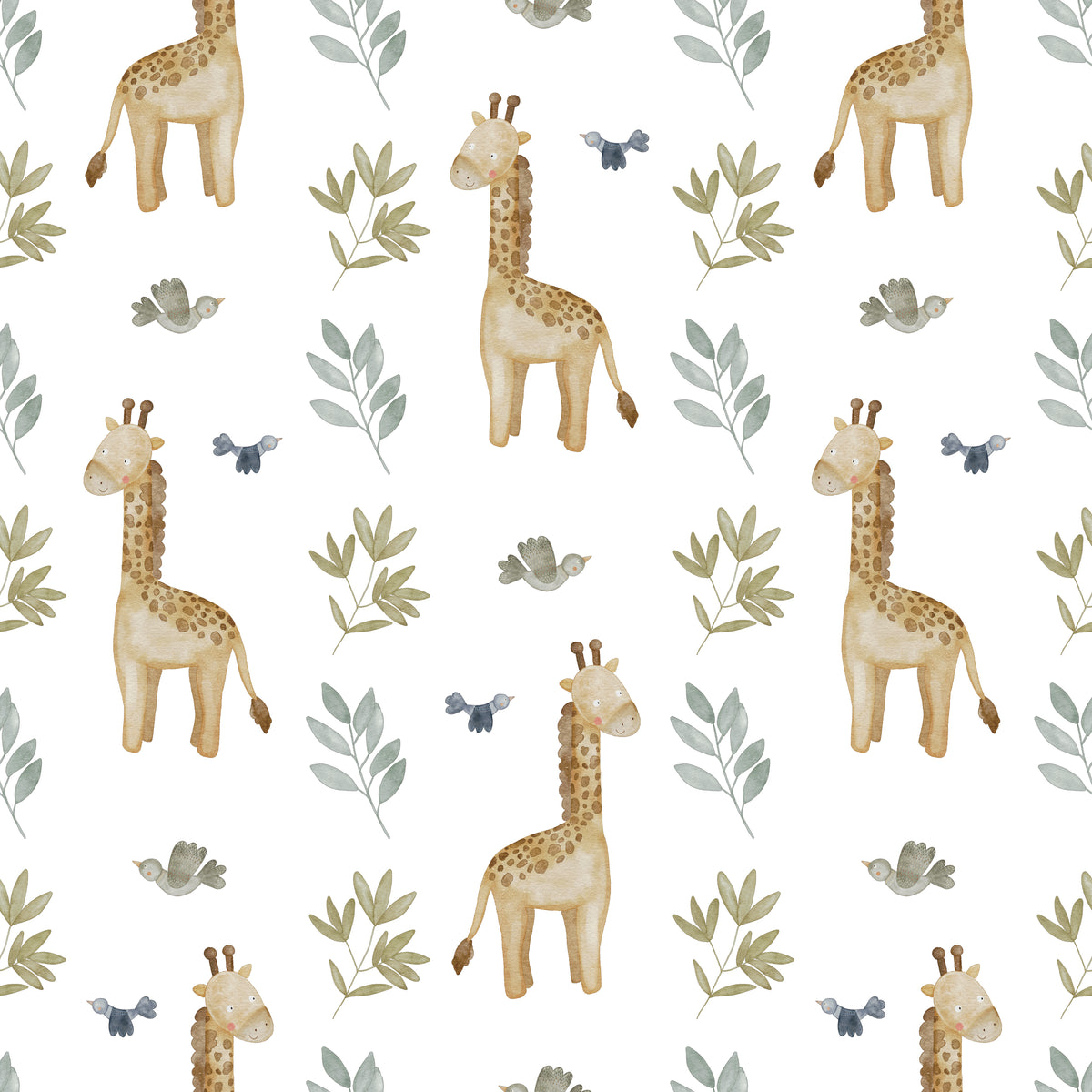 Safari Baby Giraffe and his Birdie Buddy - Wrapping Paper