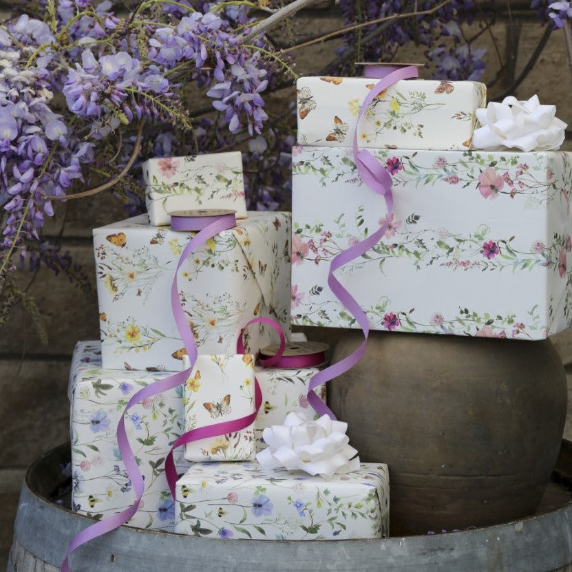 Purple Flowers &amp; Bumble Bees - Wrapping Paper