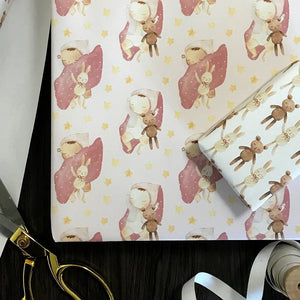 Napping Baby Girl and her Baby - Wrapping Paper