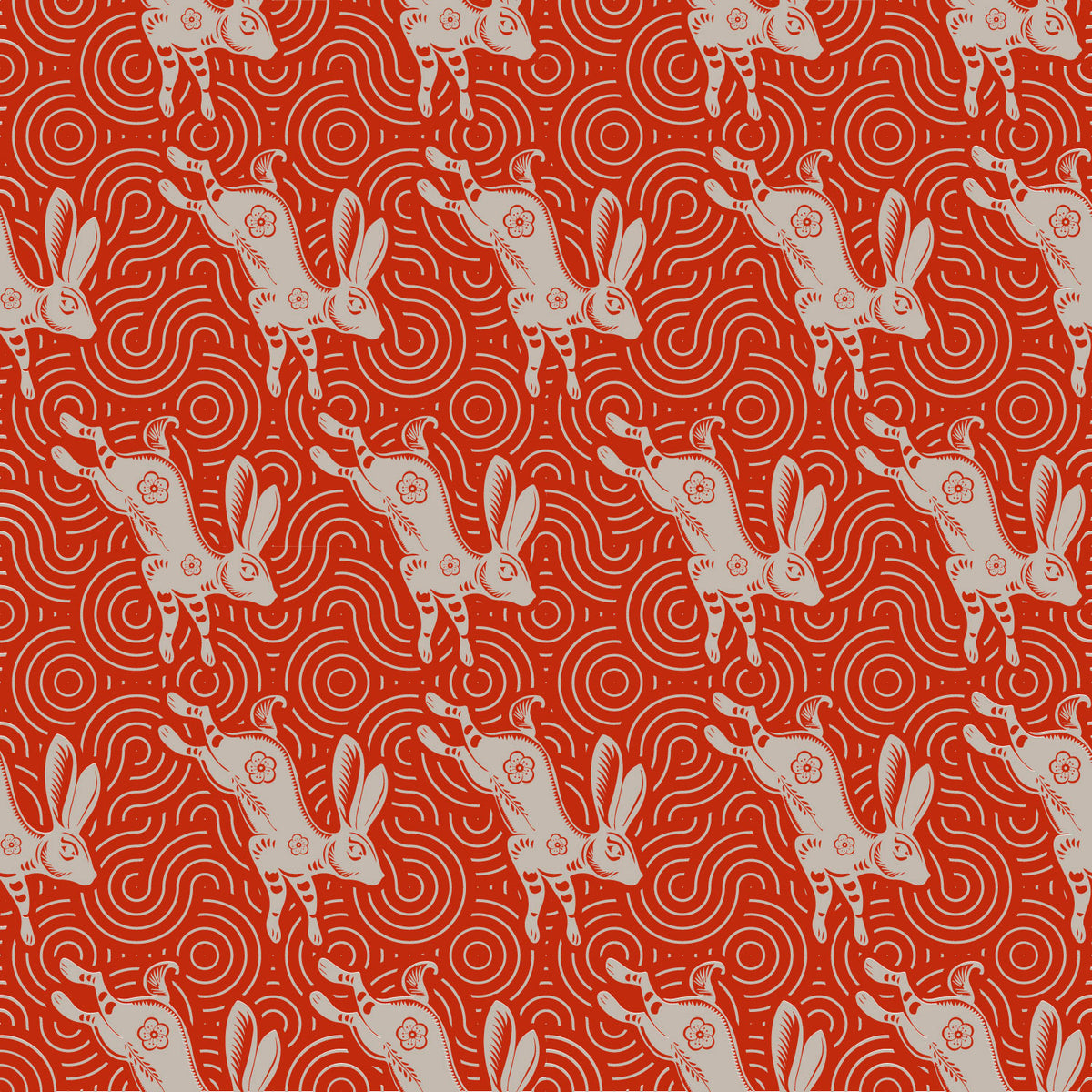 Lunar Red Rabbit Red - Wrapping Paper