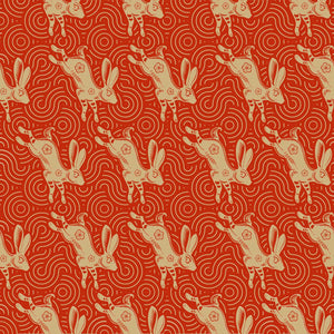 Lunar Red Rabbit Red & Gold - Wrapping Paper