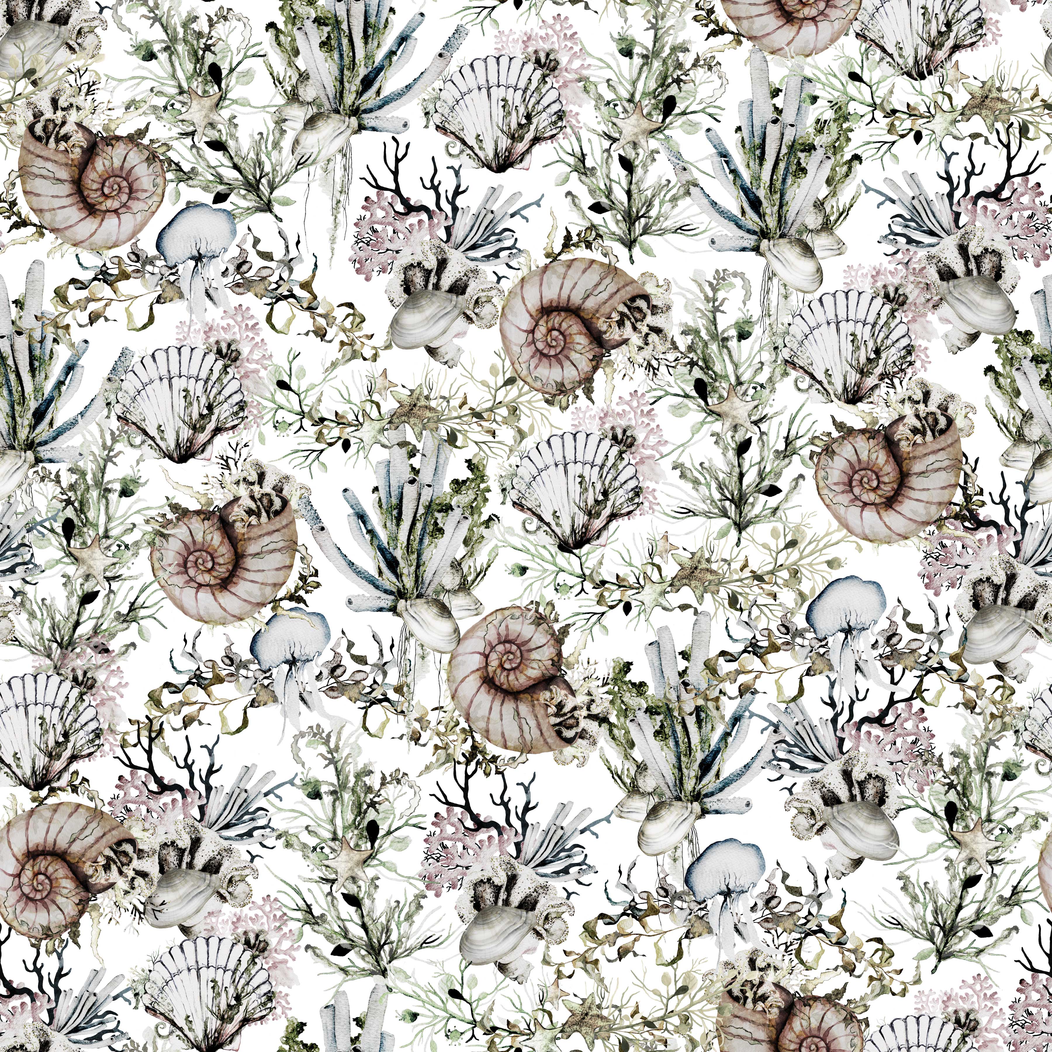 Shell Design On Paper Nautical Shells Dissolvable Wrapping Paper | Waterleaf Paper ...